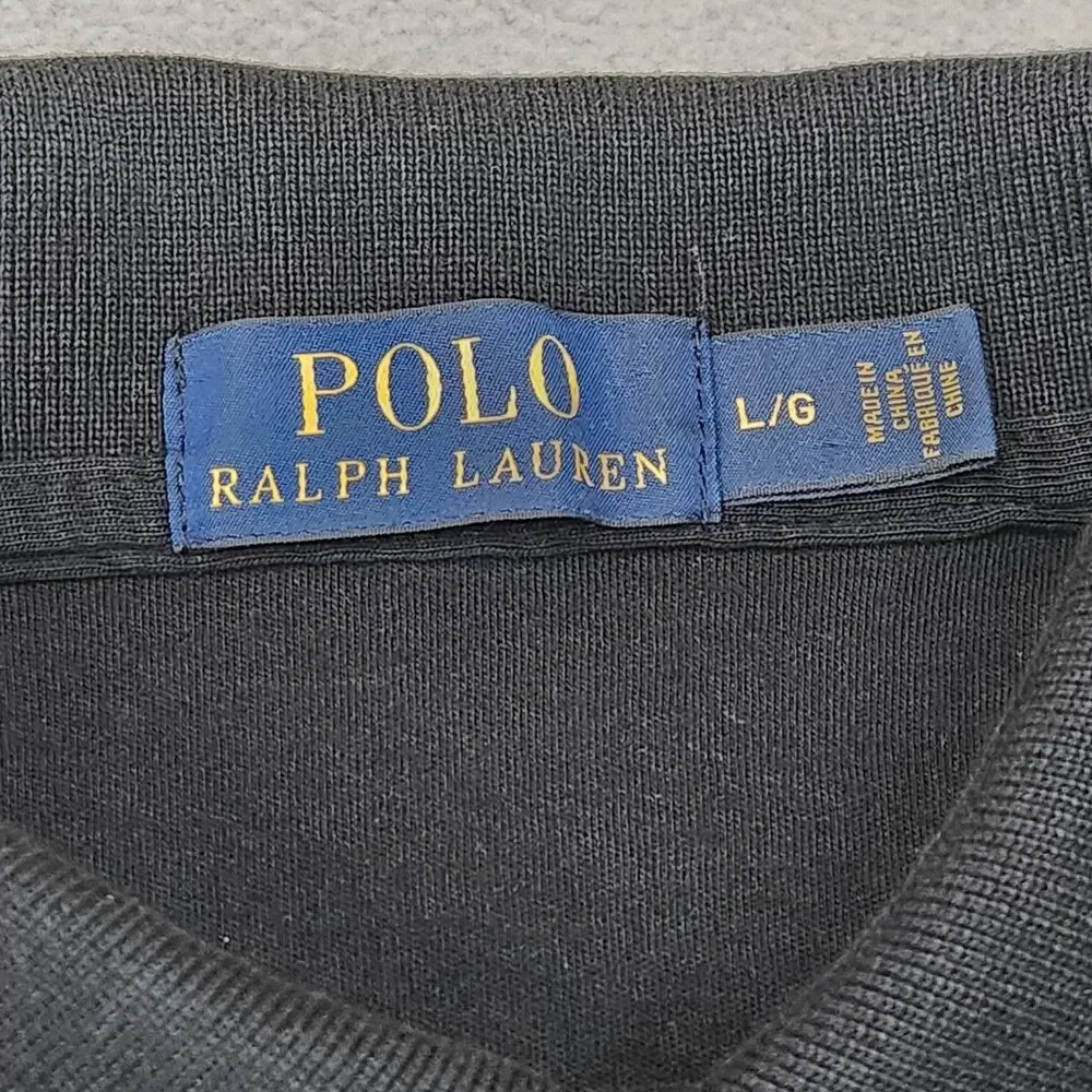Polo Ralph Lauren Polo Shirt Men's L Black Short Sleeve 100% Cotton Pony Casual